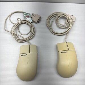 Lot Of 2 Vintage Microsoft 2.1A Two Button Mouse Model 90567 Untested